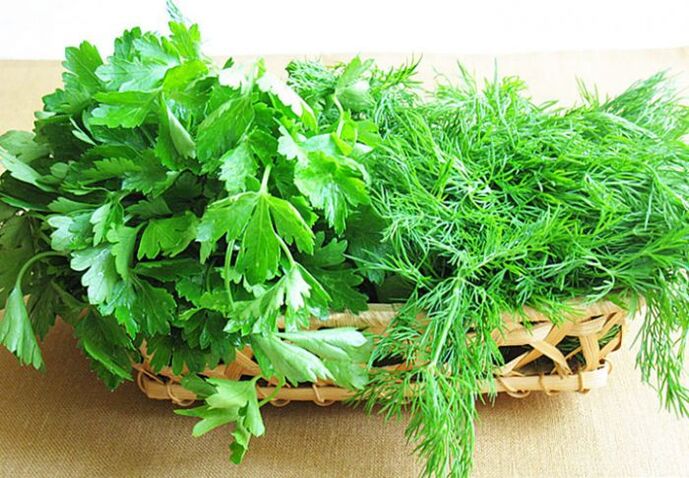 parsley និង dill សម្រាប់សក្តានុពល